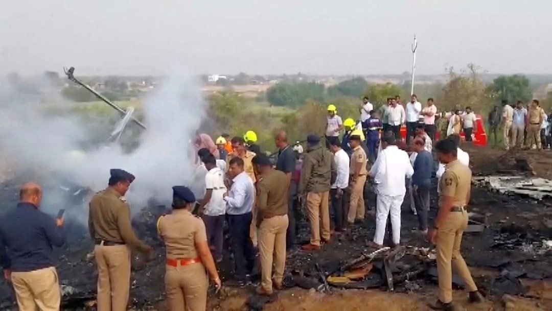 Trümmerstelle des Ajit Pawar Flugzeugabsturzes im Pune-Bezirk