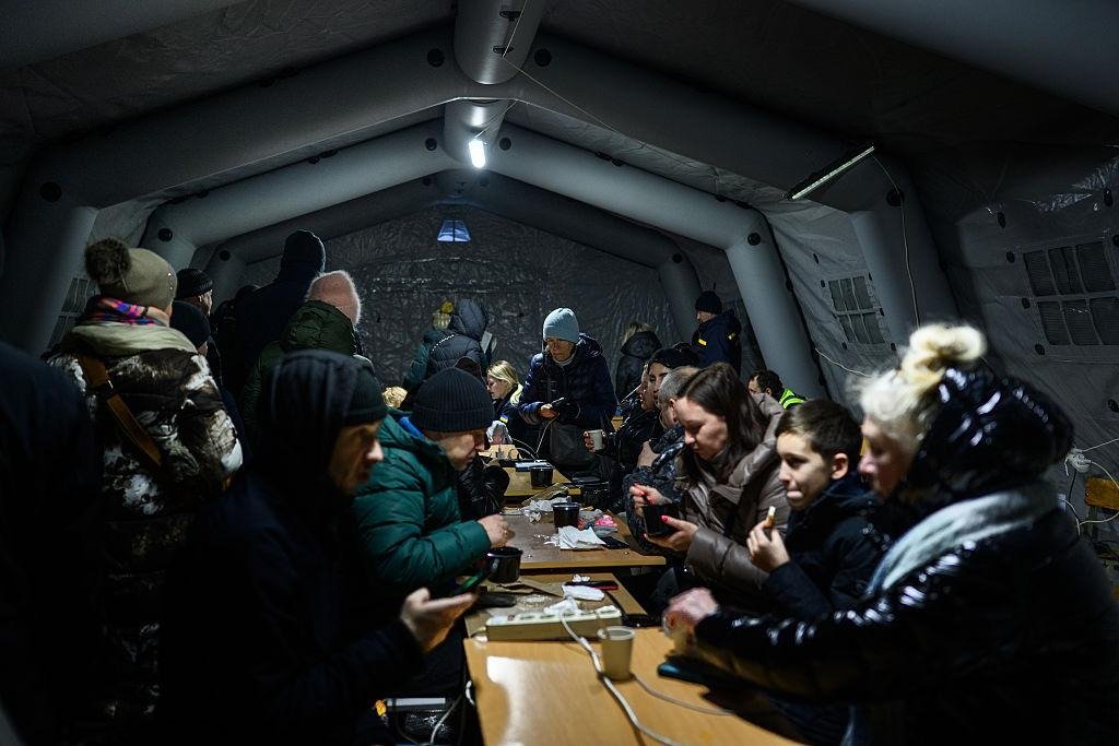 Wohngebiete unter extremen Wetterbedingungen der Ukraine Energiekrise Winter