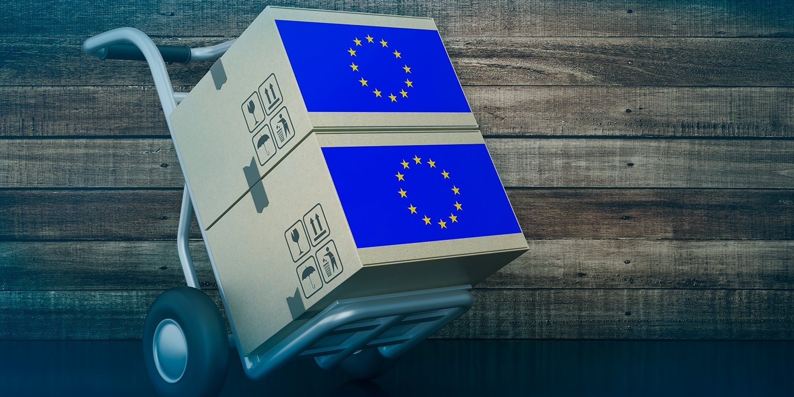 Das offizielle Schweiz EU Abkommen symbolisiert durch beide Flaggen.