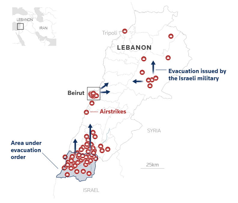 Schwere Zerstörungen im Wohnviertel Dahiyeh verschärfen die Humanitäre Krise Libanon.