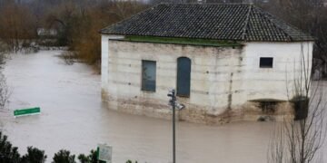 Von Wassermassen zerstörte Gemüsefelder in Andalusien nach dem Durchzug von Sturm Marta