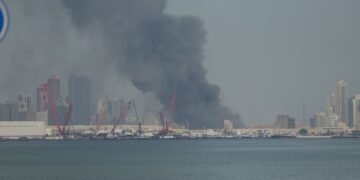 Luftaufnahme der Anlagen in Ras Laffan bevor iranische Drohnen treffen Katar