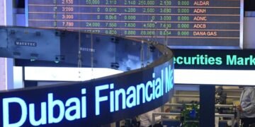 Das Gebäude der ADX während der Börsenschließung VAE