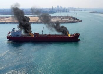 Geografische Karte der Straße von Hormus, wo der Iran greift europäischen Tanker an.