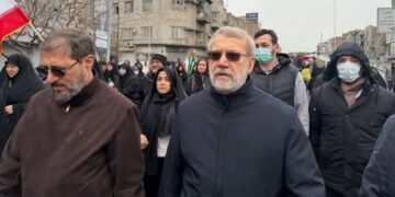 Sicherheitschef Ali Larijani während der Quds Tag Demonstration 2026 in Teheran.