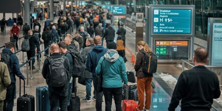 Gestrandete deutsche Passagiere landen 2026 am Flughafen Frankfurt