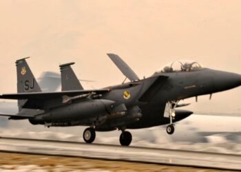 Eine US F-15E im Einsatz kurz bevor Berichte über F-15E Abgeschossen auftauchten