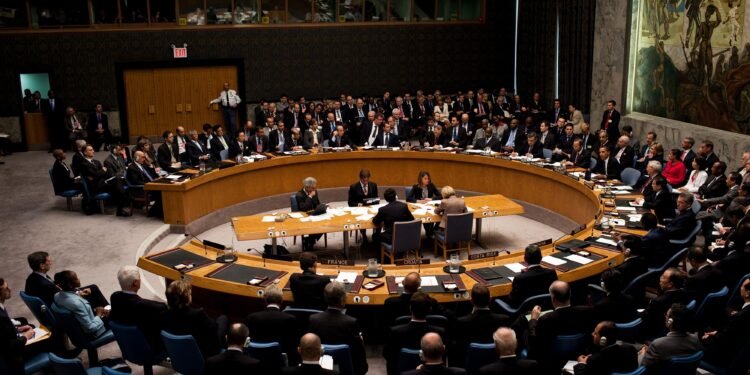 UN-Sicherheitsrat Abstimmung in New York Gebäude
