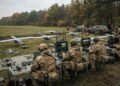Eine ukrainische Drohne beim Start vor dem geplanten Drohnenexport