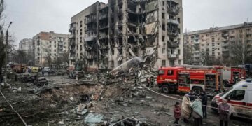 Zerstörung nach russische Angriffe
